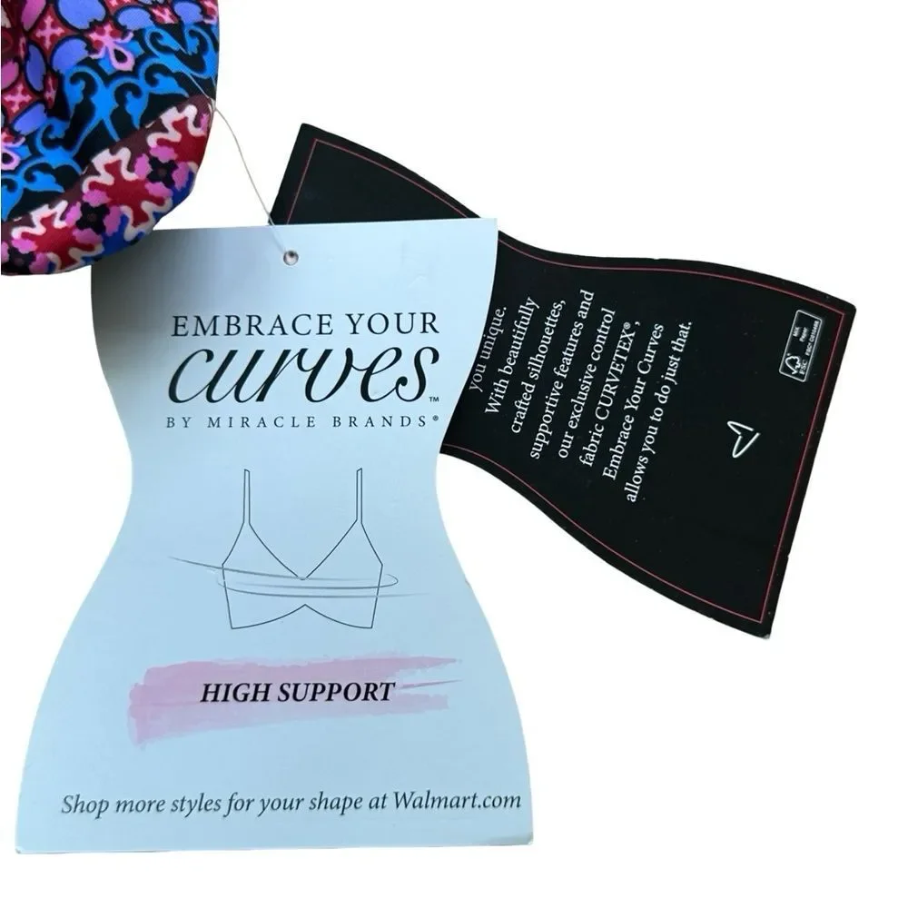 Miracle Brands Embrace Your Curves Georgia One Piece Swimsuit Size Small